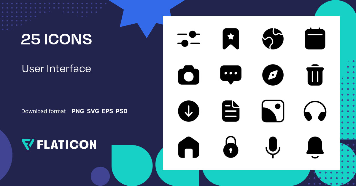 User Interface Icon Pack | Glyph | 25 .SVG Icons