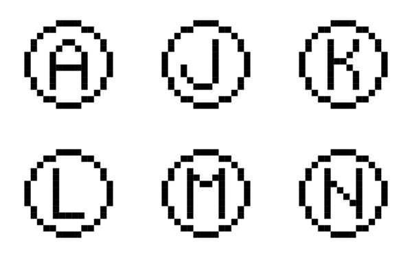 pixel abc letters in circle