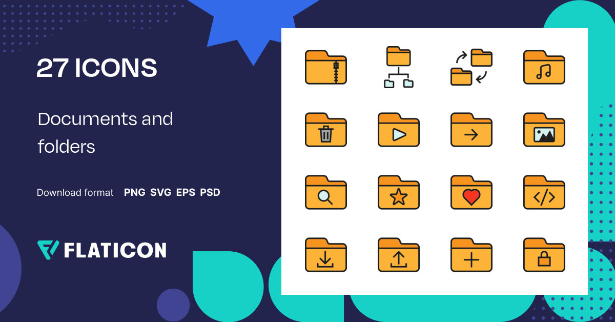 Documents and folders Icon Pack | Outline Color | 27 .SVG Icons