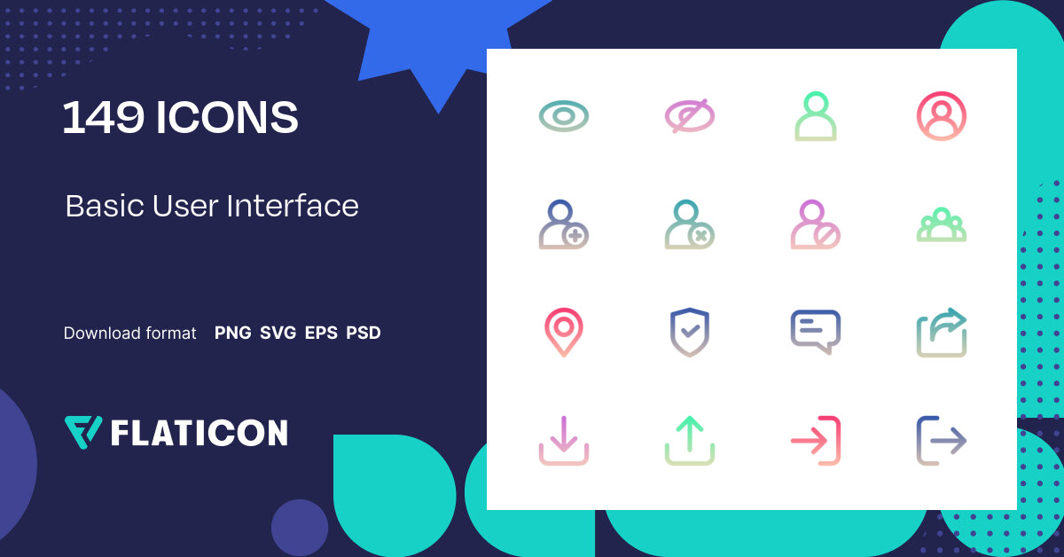 Basic User Interface Icon Pack | Gradient | +145 .SVG Icons