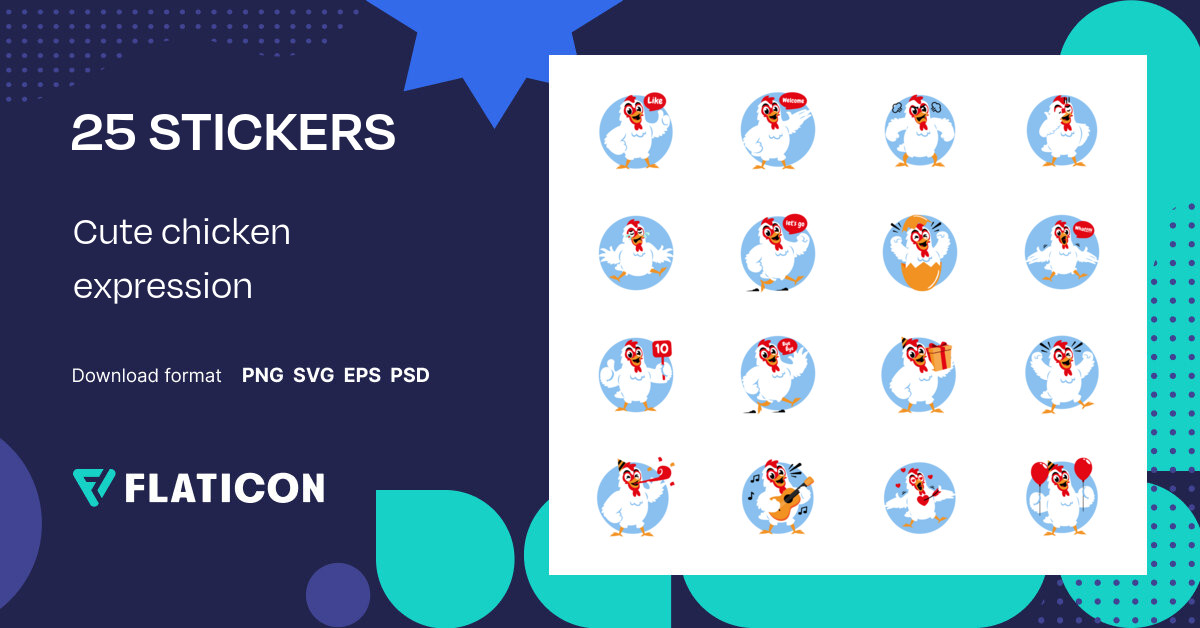 Pack of free Cute chicken expression stickers (SVG, PNG) | Flaticon