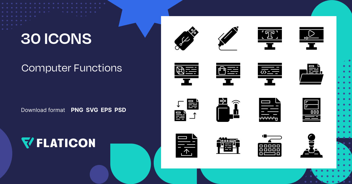 Computer Functions Icon Pack | Glyph | 30 .SVG Icons