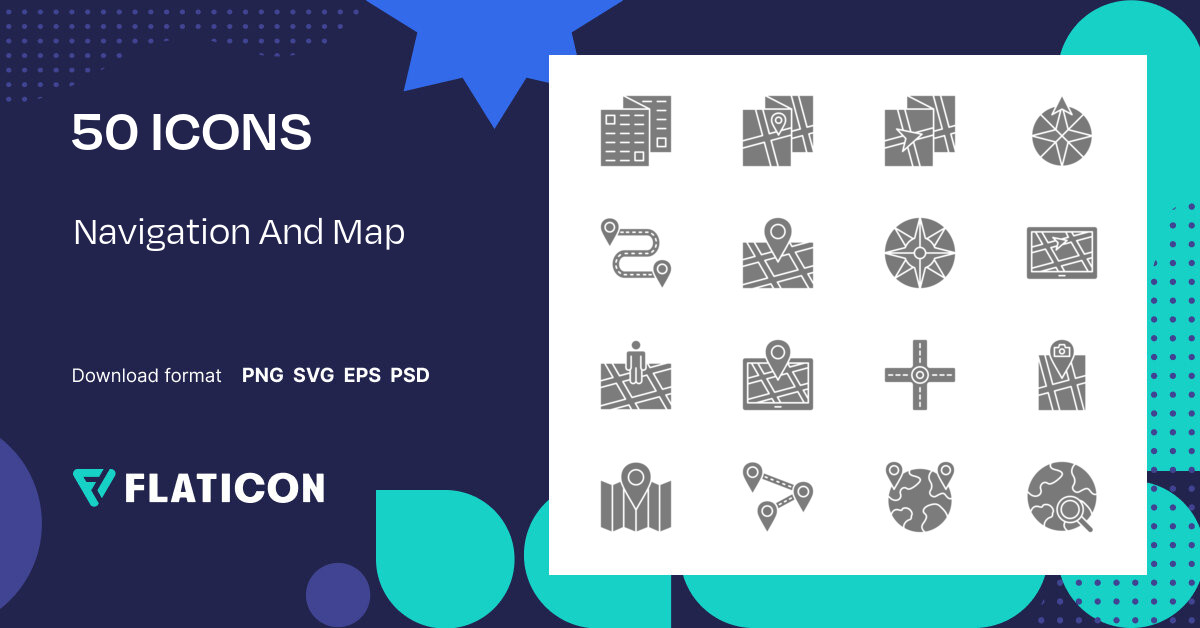 Navigation And Map Icon Pack Grey 50 .SVG Icons