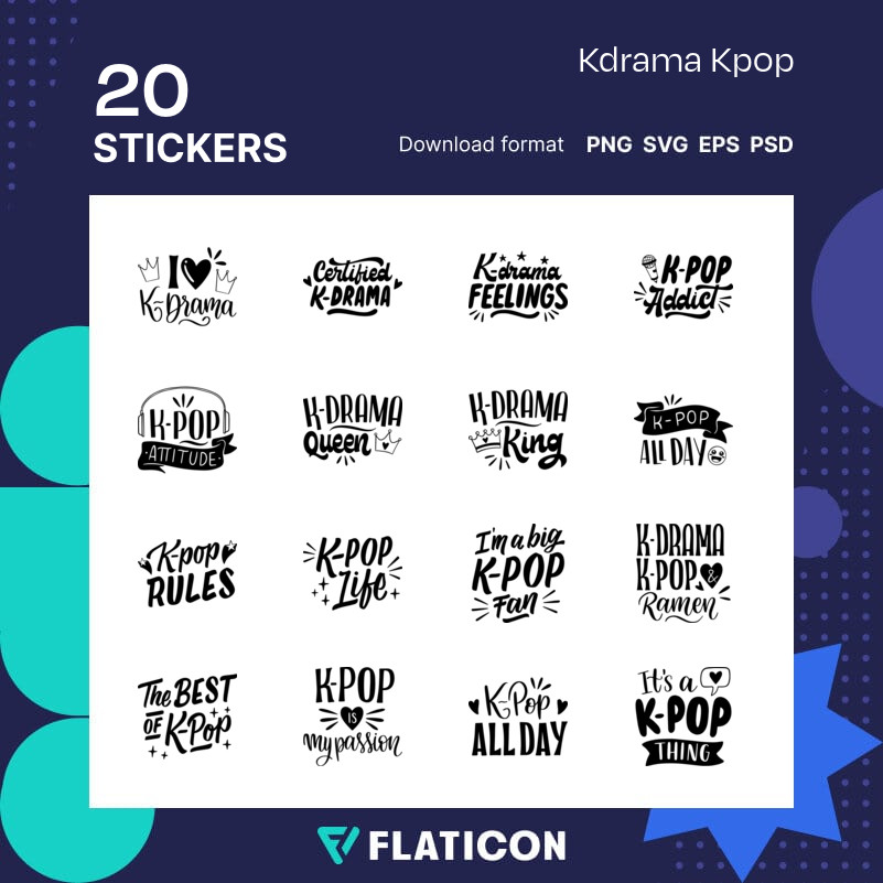Free Vector  Lettering k-drama/k-pop stickers collection