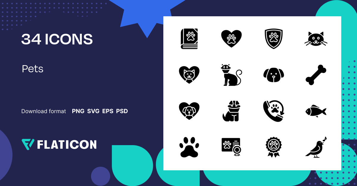 Pets Icon Pack | Black fill | 34 .SVG Icons