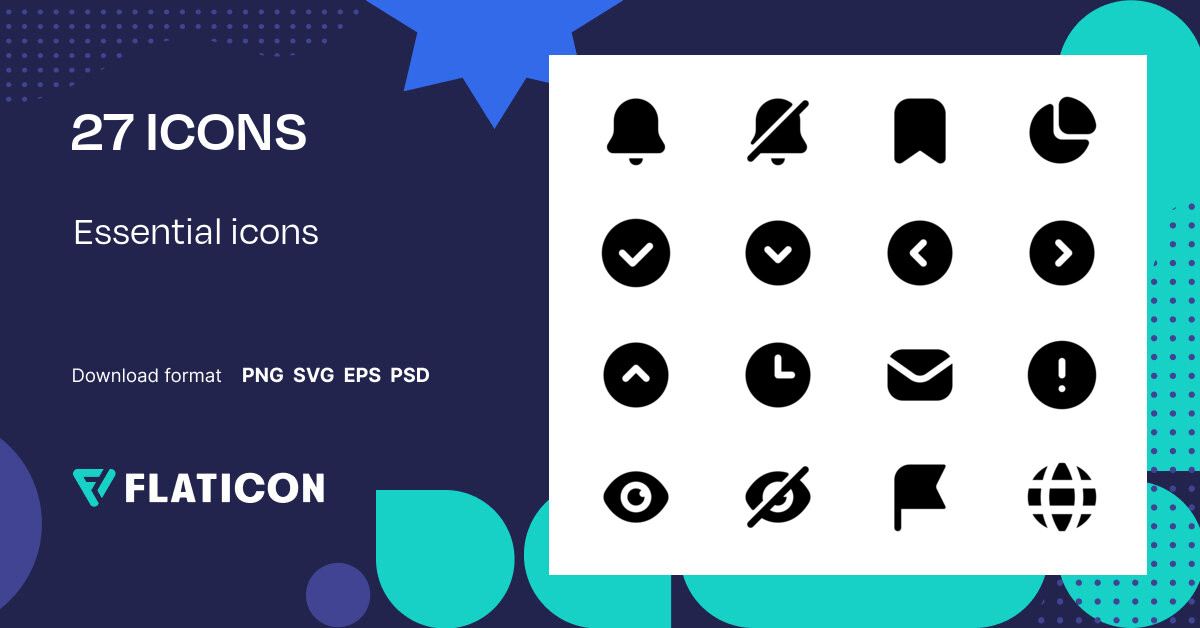 Essential icons Icon Pack | Glyph | 27 .SVG Icons