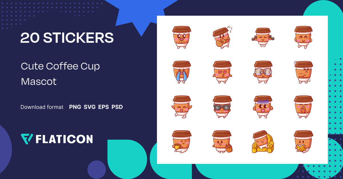 Cute coffee mug SVG and sticker PNG