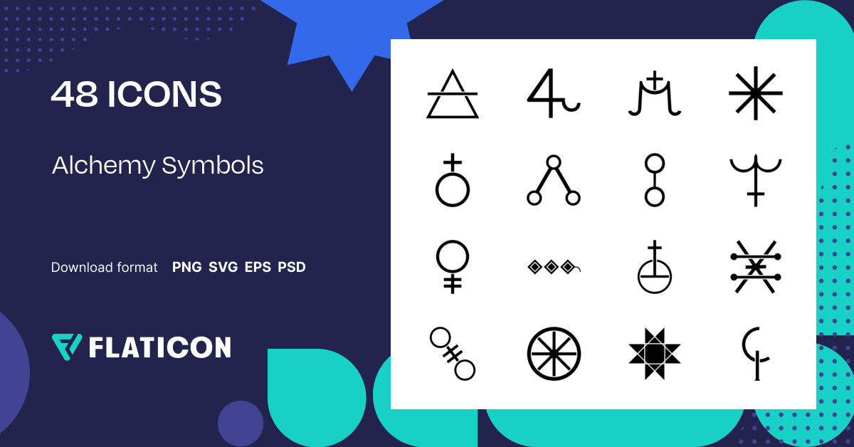 Alchemy Symbols Icon Pack | Color fill | 48 .SVG Icons
