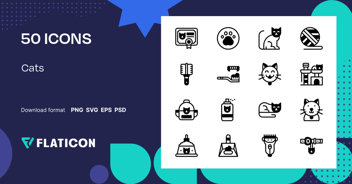 Cats Icon Pack | Mixed | 50 .SVG Icons