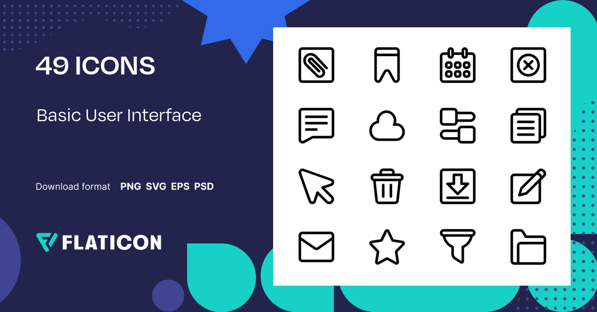 Pack de iconos Basic user interface | Basic Outline | 49 Iconos .SVG