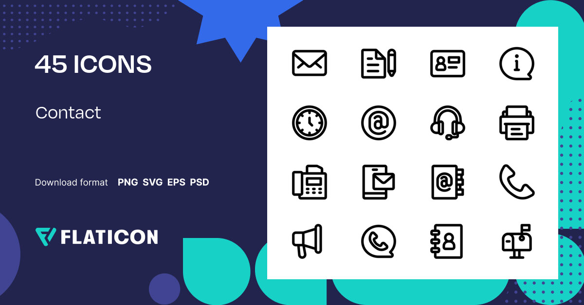 Contact Icon Pack | Detailed Outline | 45 .SVG Icons