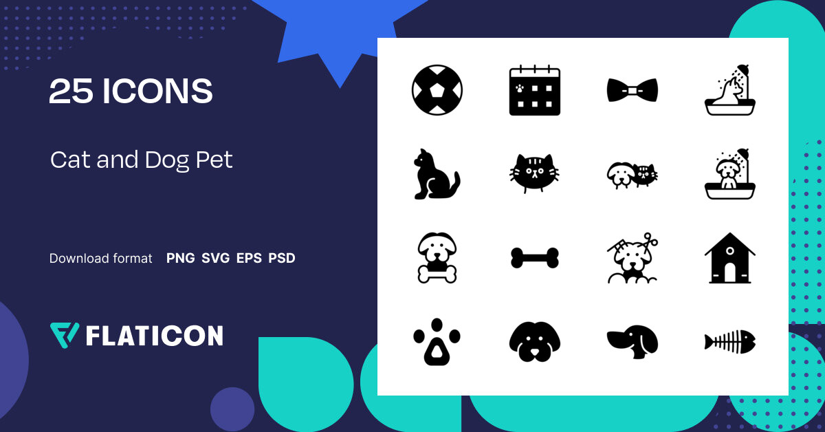 Cat and Dog Pet Icon Pack | Glyph | 25 .SVG Icons