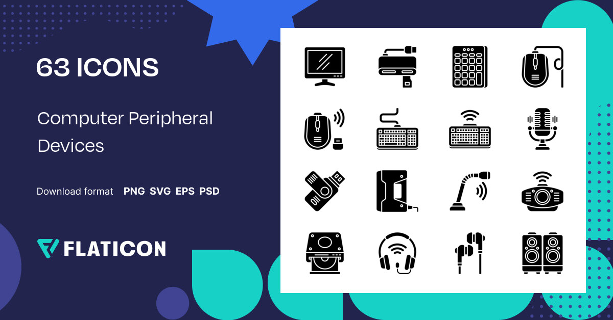 Computer Peripheral Devices Icon Pack | Glyph | 63 .SVG Icons
