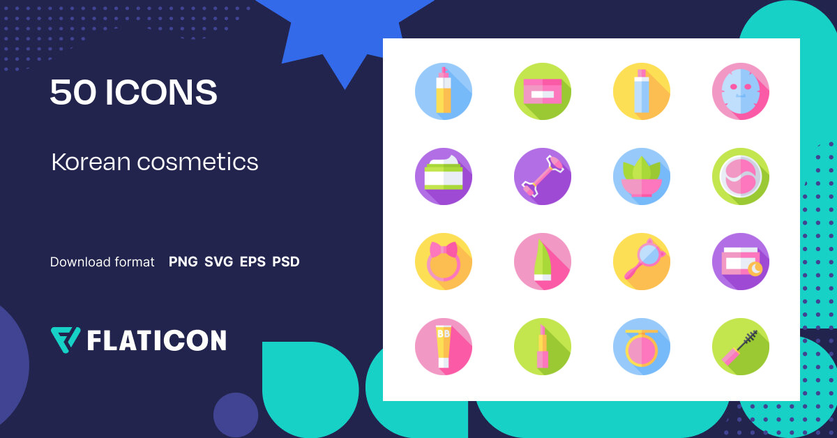 Korean cosmetics Icon Pack | Flat | 50 .SVG Icons