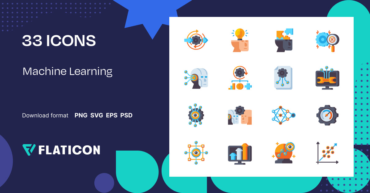 Machine Learning Icon Pack | Flat | 33 .SVG Icons