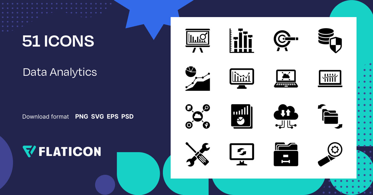 Data Analytics Icon Pack | Glyph | 51 .SVG Icons