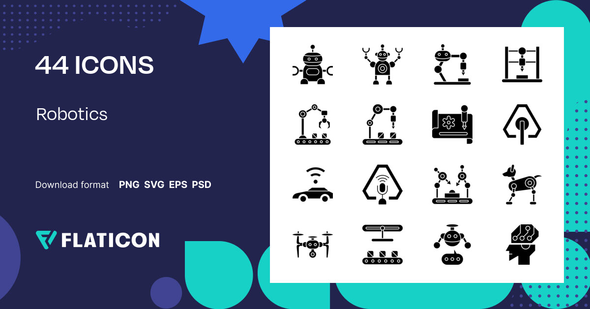 Robotics Icon Pack | Black fill | 44 .SVG Icons