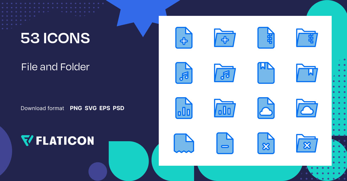 File and Folder Icon Pack | Blue | 53 .SVG Icons