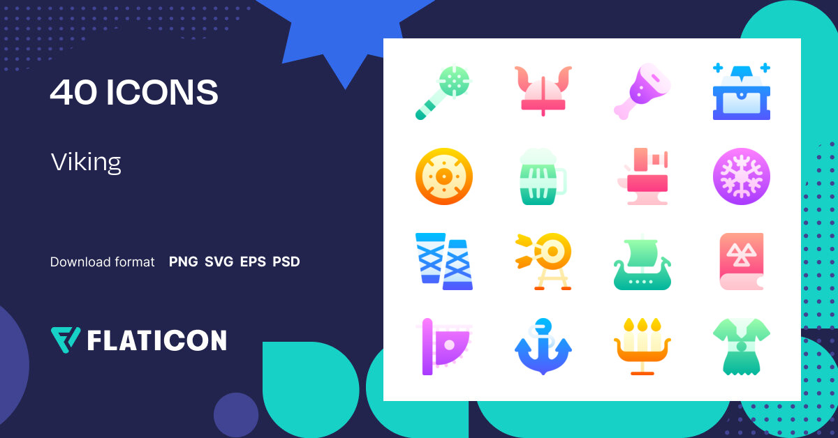 Viking Icon Pack | Gradient | 40 .SVG Icons