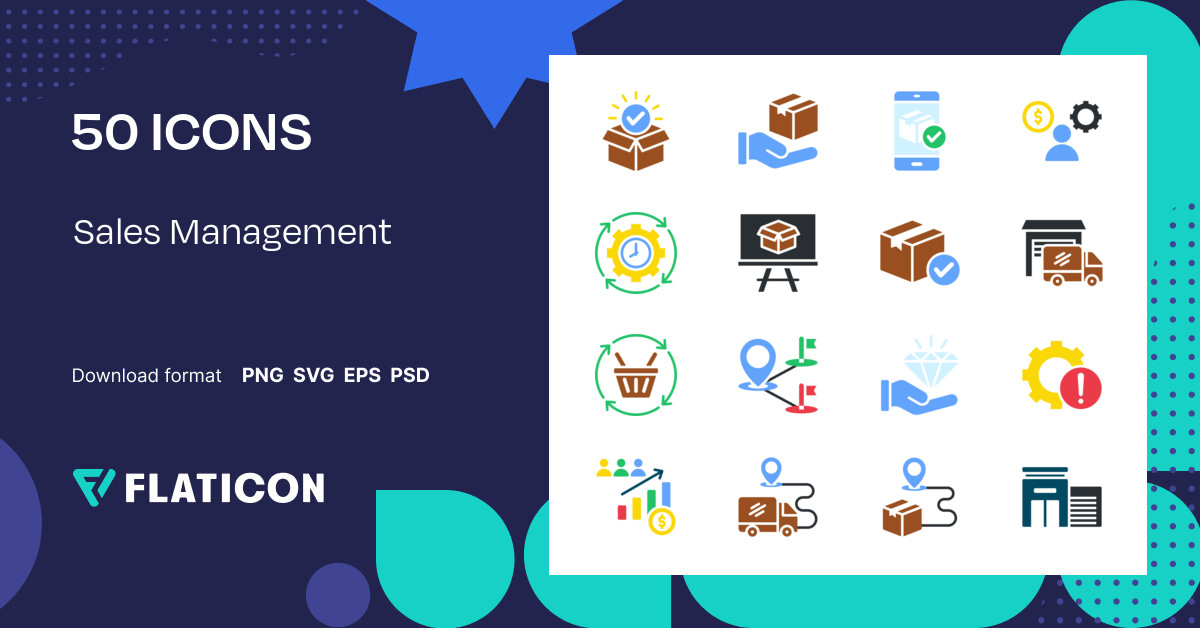 Sales Management Icon Pack | Color fill | 50 .SVG Icons
