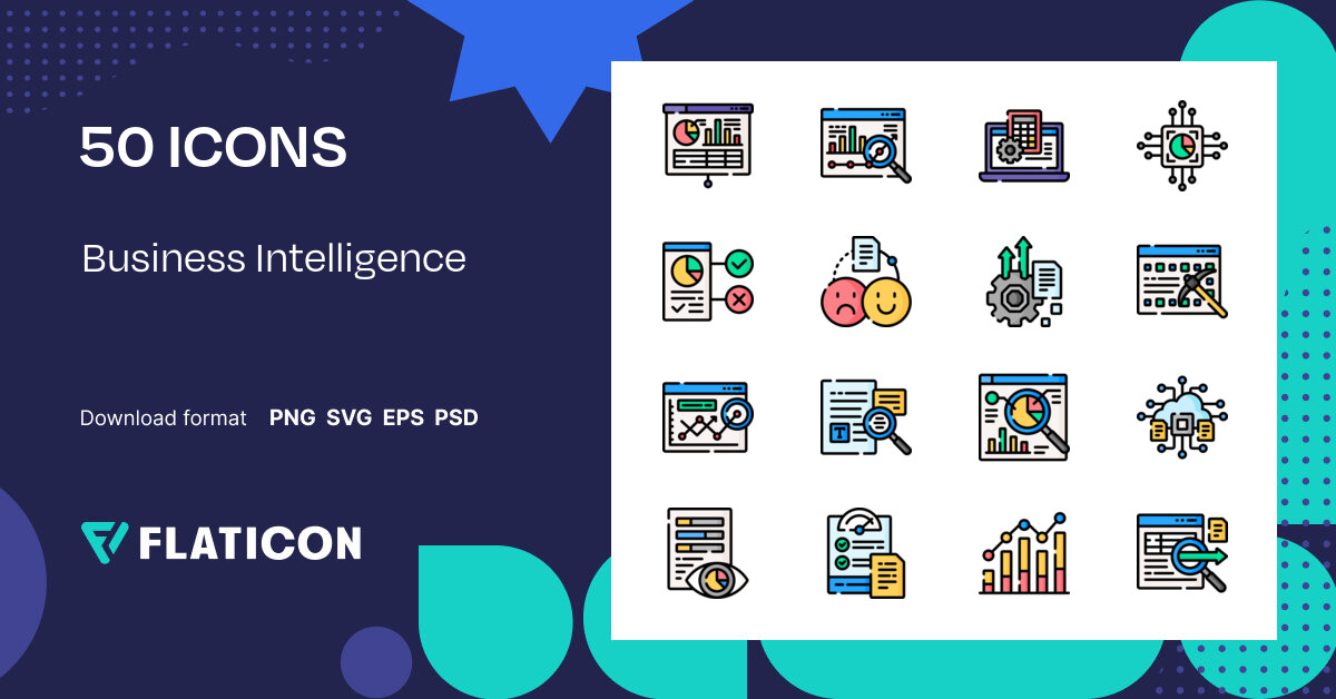 Pack de iconos Business intelligence Lineal color 50 Iconos .SVG