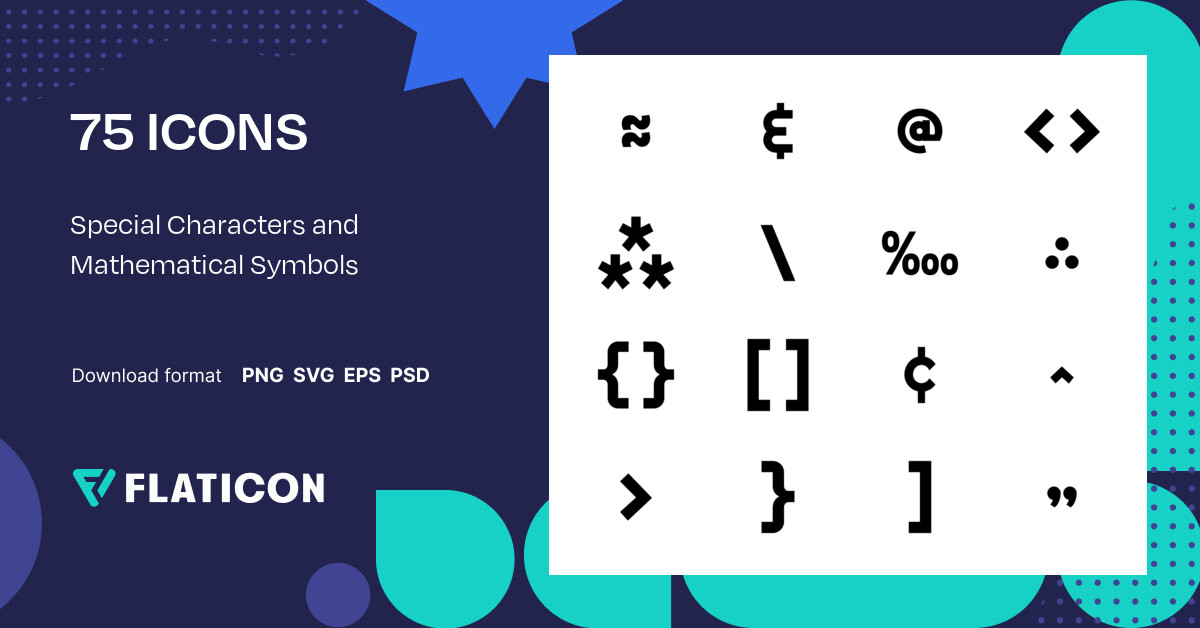 Special Characters and Mathematical Symbols Icon Pack | Black fill | 75 ...