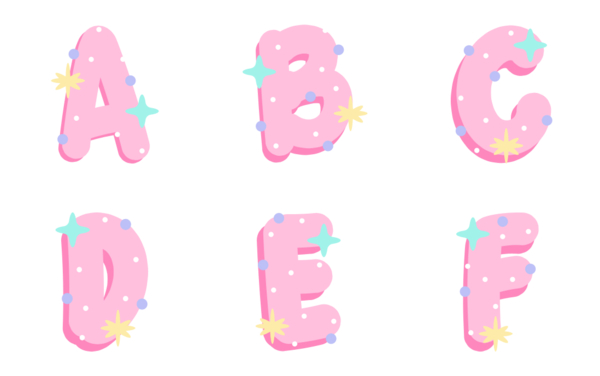 pink sparkly letters