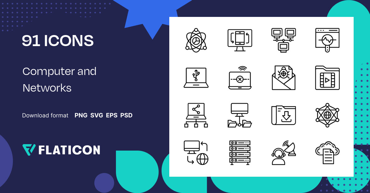 Computer and Networks Icon Pack | Black outline | 91 .SVG Icons