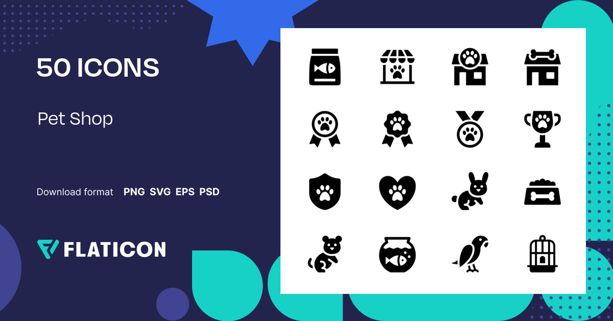 Pet Shop Icon Pack | Black fill | 50 .SVG Icons