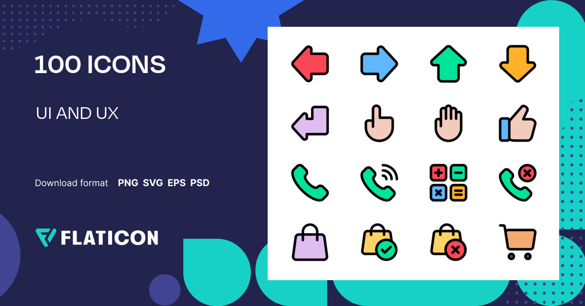 UI AND UX Icon Pack | Color lineal-color | 100 .SVG Icons