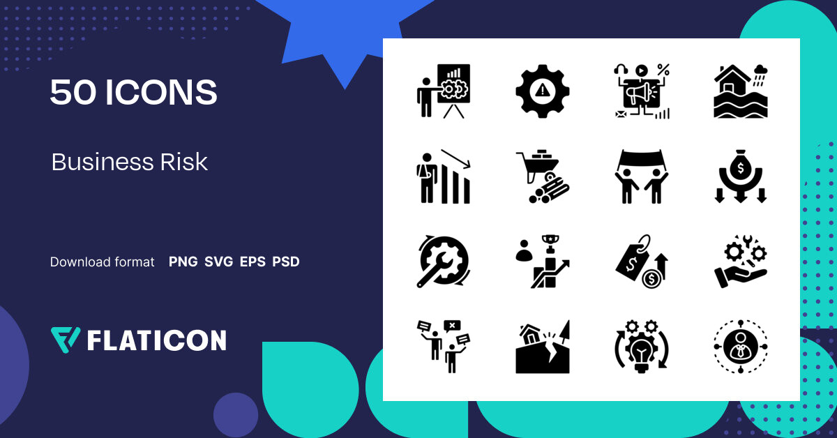 Business Risk Icon Pack | Black fill | 50 .SVG Icons