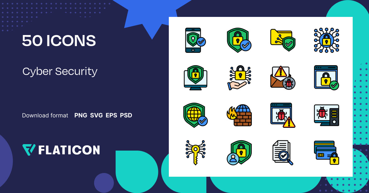 Cyber Security Icon Pack | Color lineal-color | 50 .SVG Icons