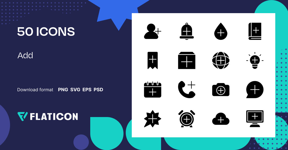 Add Icon Pack | Black fill | 50 .SVG Icons