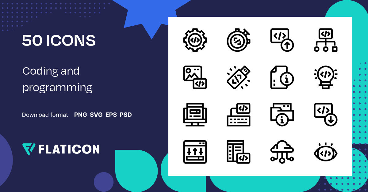 Coding and programming Icon Pack | Basic Outline | 50 .SVG Icons