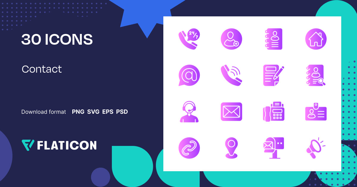 Contact Icon Pack | Gradient fill | 30 .SVG Icons