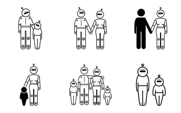 robot android humanoid cyborg family and human