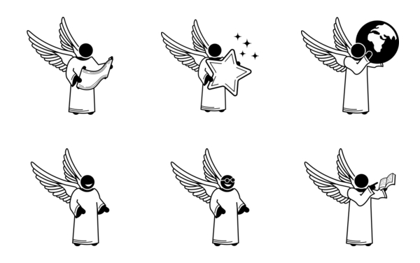 angel god holding and carrying different objects
