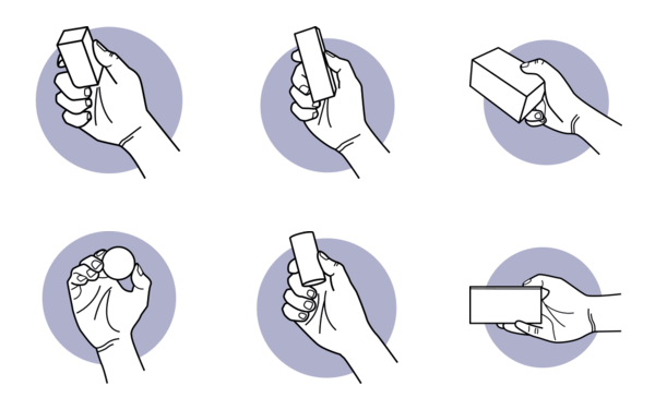 hand holding different types of object shape