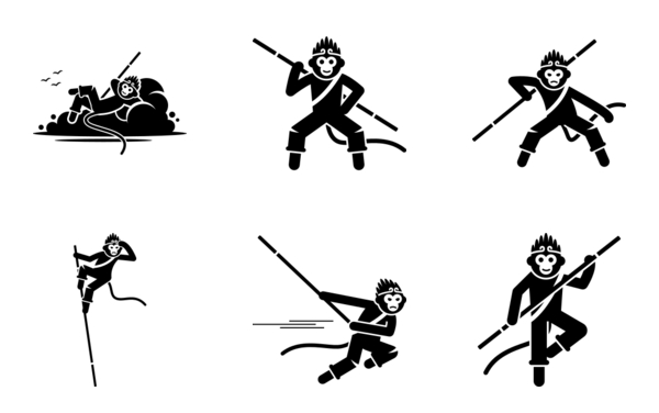Monkey king sun wukong poses postures actions emotions