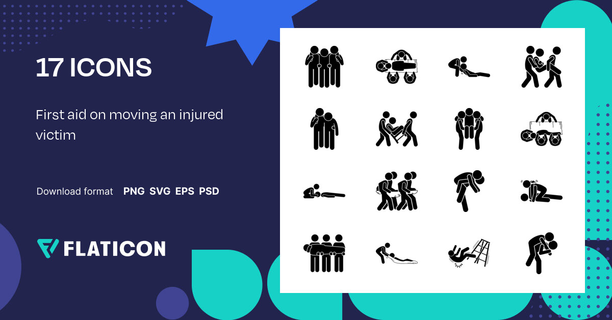 First Aid On Moving An Injured Victim Icon Pack | 17 .SVG Icons