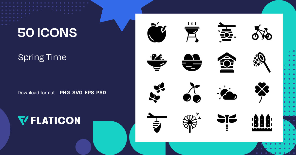 Spring Time Icon Pack | Black fill | 50 .SVG Icons